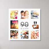 90e verjaardag witte foto collage naam canvas afdruk (Voorkant)