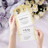 90e verjaardag witte gouden foto feest RSVP All In One Uitnodiging