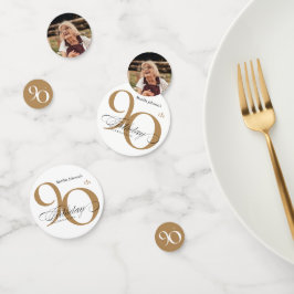 90e verjaardag Witte goudlegant Confetti