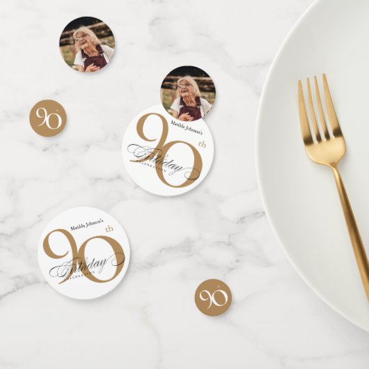 90e verjaardag Witte goudlegant Confetti (Groep)