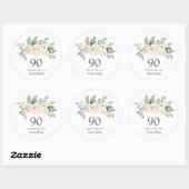 90e verjaardag Witte Rose Eucalyptus Ronde Sticker (Vel)