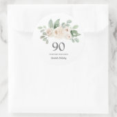 90e verjaardag Witte Rose Eucalyptus Ronde Sticker (Tas)