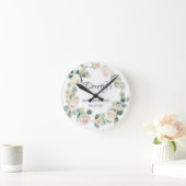 90e verjaardag Witte Rose Floral Eucalyptus Wreath Ronde Klok (Huis)