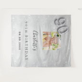 90e verjaardag zilveren foto glitterspul welkom wandkleed (Voorkant (horizontaal))