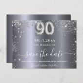 90e verjaardag zilveren glitter behalve de datum briefkaart (Voorkant / Achterkant)