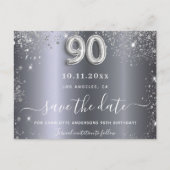 90e verjaardag zilveren glitter behalve de datum briefkaart (Voorkant)