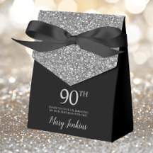 90e verjaardag zilveren glitter dank je