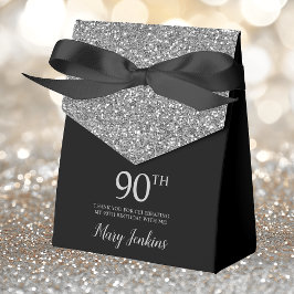 90e verjaardag zilveren glitter dank je bedankdoosjes