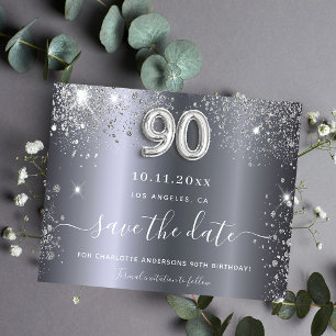 90e verjaardag zilveren glitters budget save the d flyer