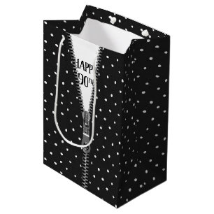 90e verjaardag Zipper op pooldots Medium Cadeauzakje