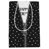 90e verjaardag Zipper op pooldots Medium Cadeauzakje (Voorkant)