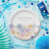 90e Verjaardag Zomer Waterverf Bloemen Custom Papieren Bordje (Feest)