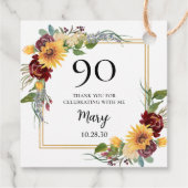 90e verjaardag Zonnebloemen Hartelijk dank Bedankjes Labels (Achterkant)