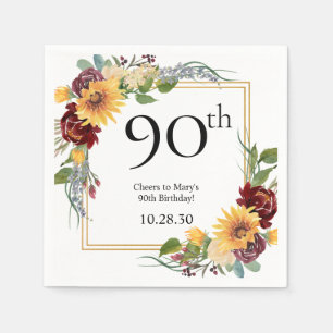 90e verjaardag zonnebloemen servet