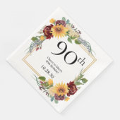 90e verjaardag Zonnebloemen Servet (Hoek)