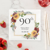 90e verjaardag Zonnebloemen Servet (Insitu)