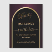 90e verjaardag zwart bordeauxrood Save the Date ma (Voorkant)