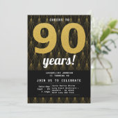 90e verjaardag, zwart en goud kaart (Staand voorkant)