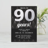 90e verjaardag zwart en zilver kaart (Staand voorkant)
