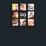 90e verjaardag zwart fotocollage monogram canvas afdruk<br><div class="desc">Een uniek 90ste verjaardagscadeau of aandenken, haar leven vieren met een collage van 8 van uw foto's. Voeg afbeeldingen van haar familie, vrienden, huisdieren, hobbies of droomreisbestemming toe. Personaliseer en voeg een naam, leeftijd 90 en een datum toe. Grijs en wit gekleurde letters. Een chique zwarte achtergrond. Dit canvas is...</div>