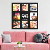 90e verjaardag zwart fotocollage monogram canvas afdruk (Insitu (Woonkamer))