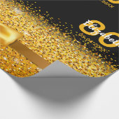 90e verjaardag zwart goud boog cadeaupapier (Hoek)