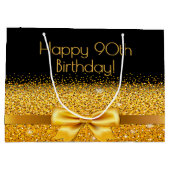 90e verjaardag zwart goud boog groot cadeauzakje (Achterkant)