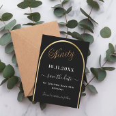 90e verjaardag zwart goud boog save the date