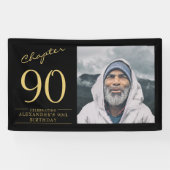 90e verjaardag zwart goud foto spandoek (Horizontaal)