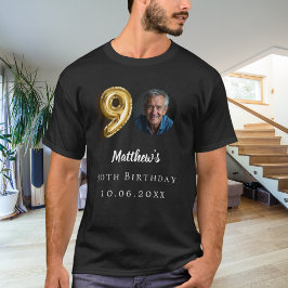 90e verjaardag zwart goud foto t-shirt