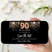 90e verjaardag zwart goud glitter sparkles save the date