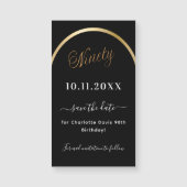 90e verjaardag zwart goud Save the Date magneet (Voorkant)