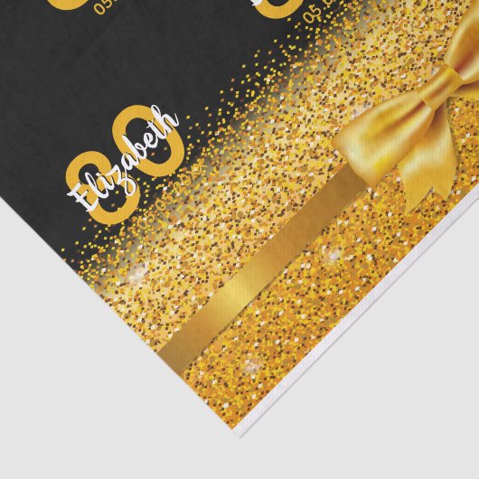 90e verjaardag zwart goud stijlvol monogram tissuepapier (Detail)