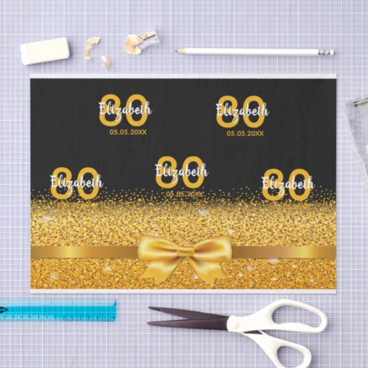 90e verjaardag zwart goud stijlvol monogram tissuepapier (Craft)