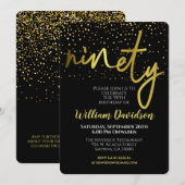 90e verjaardag Zwart Goud Typografie Kaart (Voorkant / Achterkant)