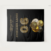 90e verjaardag zwart gouden luipaard naam script wandkleed (Voorkant (horizontaal))