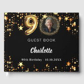 90e Verjaardag zwart gouden sterren foto Gastenboek (Voorkant)