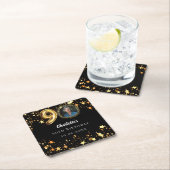 90e verjaardag zwart gouden sterren foto kartonnen onderzetters (Insitu)