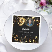 90e verjaardag zwart gouden sterren foto servet