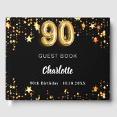 90e verjaardag zwart gouden sterren gastenboek (Voorkant)