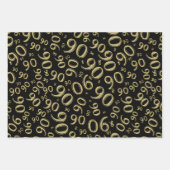 90e verjaardag zwart & goudgrijs patroon inpakpapier vel (Voorkant)