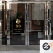 90e verjaardag zwart goudluipaard naamscript raamsticker (Kantoordeur)