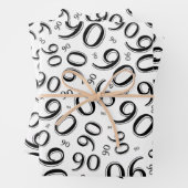 90e verjaardag zwart-wit Random Number Pattern Inpakpapier Vel (In situ)