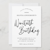 90e verjaardag | Zwart-wit typografie Kaart (Voorkant)