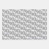 90e verjaardag Zwart Wit Typografie Nummers Inpakpapier Vel (Voorkant 2)