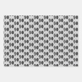 90e verjaardag Zwart Wit Typografie Nummers Inpakpapier Vel (Voorkant 3)