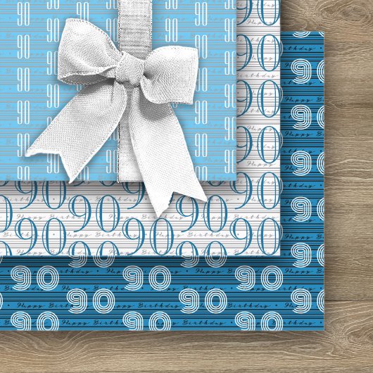 90e verjaardag Zwart Wit Typografie Nummers Inpakpapier Vel