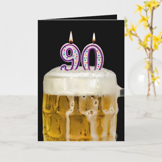 90e verjaardag zwarte bier kaart (Gele Bloem)