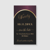 90e verjaardag zwarte bordeaux Save the Date magne (Voorkant)