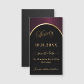 90e verjaardag zwarte bordeaux Save the Date magne (Voorkant / Achterkant)